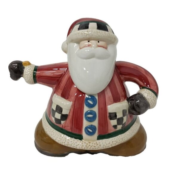 VTG Debbie Mumm Short & Stout Santa Claus Christmas Teapot Collector Series NEW - Picture 1 of 15